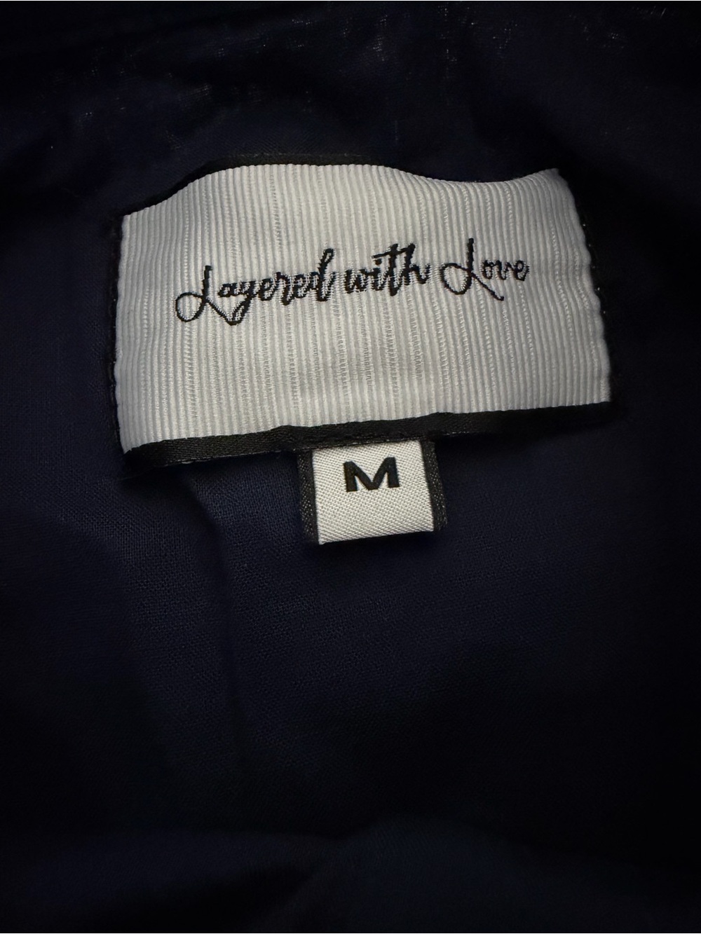 Layered With Love Aubrey Mini Shirt Dress Navy Cotton Size M NWOT - Picture 4 of 6
